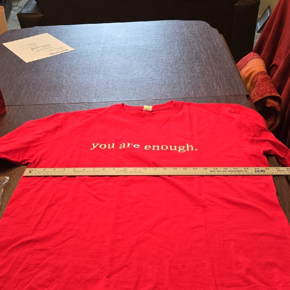 Inspirational 'You Are Enough' Statement T-Shirt in Crimson - Picture 6 of 8
